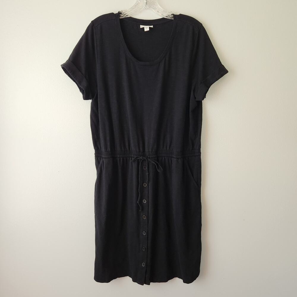 J Jill Casual Dress Women L Black Knit Beach Coverup Vacation Cruise Resort Chic